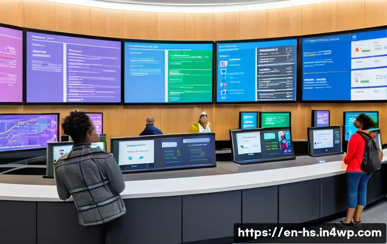 시빅테크의 정책 실행 사례 - A vibrant city hall open data center scene showing diverse citizens of all ages and ethnicities inte...